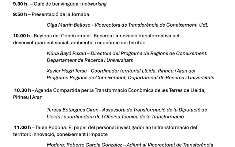 Jornada 'Oportunitats de la Recerca i Innovació Transformativa:  Aplicació local amb impacte global'